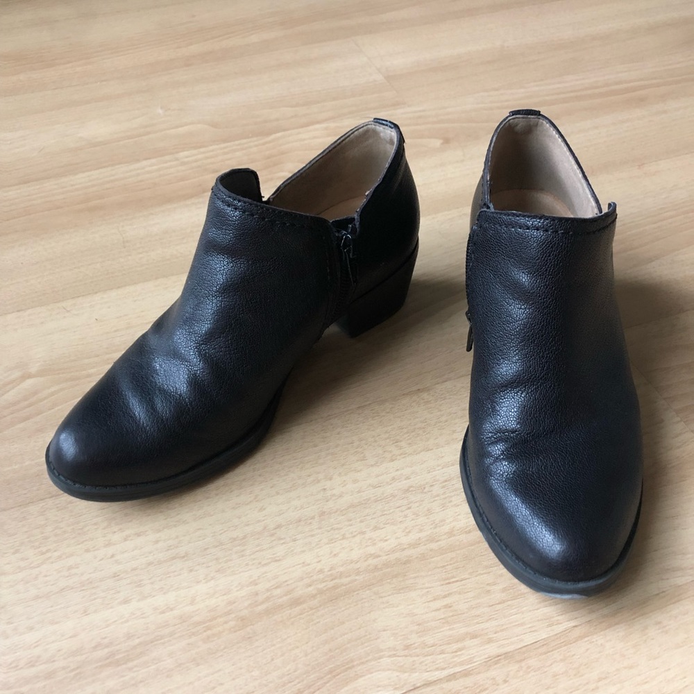 Black leather booties